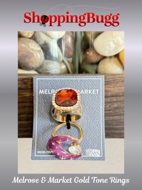 Melrose & Market Resin Moon Open Ring & Berry w/Rhinestones Multi Gold Size 7